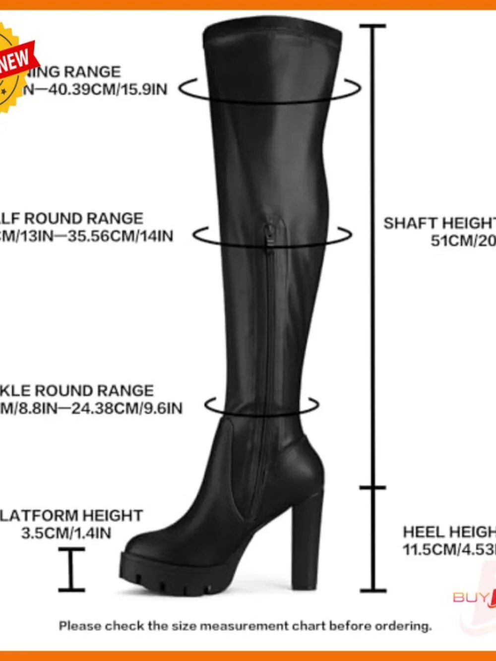 Platform Over Knee High Boots Chunky Heel Faux Leather Winter